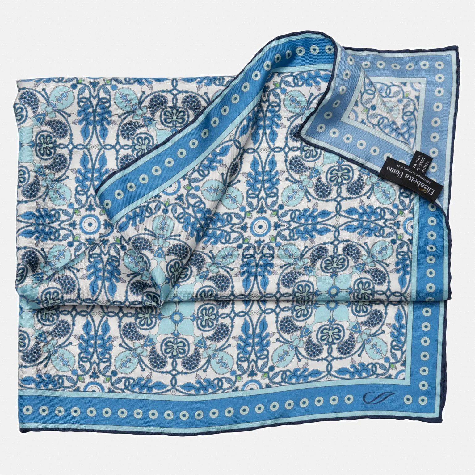 Barbaresco - Hand Rolled Silk Neckerchief - Blue